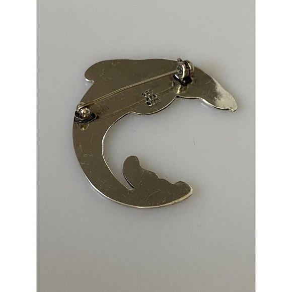 EFS Dolphin Jumping with Hearts Mexico Sterling Silver 925 Pin BROOCH - Picture 4 of 7